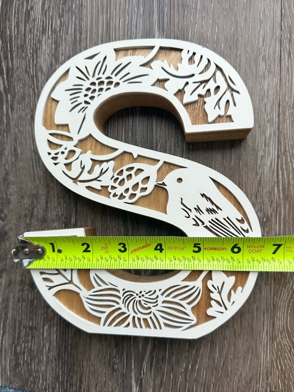 Letter S Decorative Wood & White Laser-Cut - Picture 9 of 10